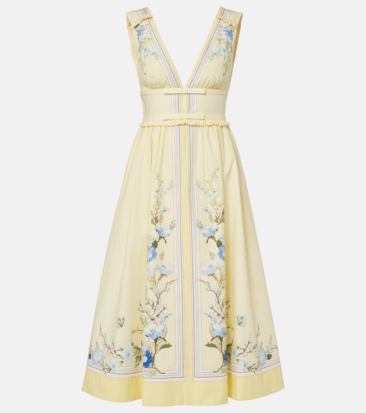 Self-Portrait Floral cotton poplin midi dress