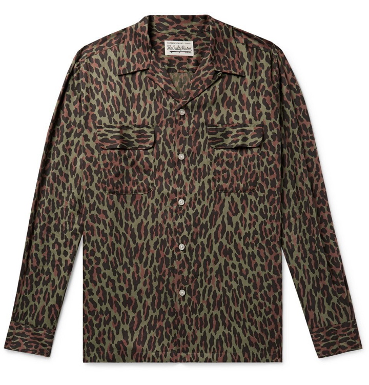 Photo: Wacko Maria - Camp-Collar Leopard-Print Cotton and Lyocell-Blend Shirt - Men - Army green