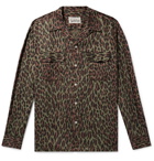 Wacko Maria - Camp-Collar Leopard-Print Cotton and Lyocell-Blend Shirt - Men - Army green