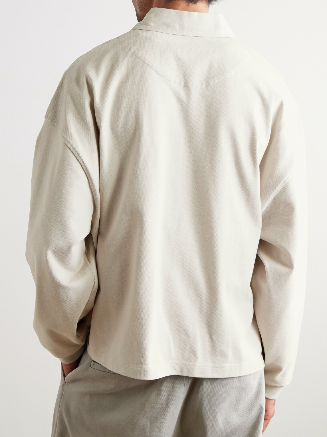 AGOLDE - Darius Cotton-Jersey Half-Zip Polo Shirt - Neutrals