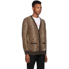 Wacko Maria Brown and Beige Leopard Jacquard Cardigan