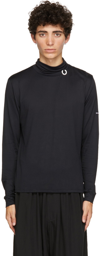 Photo: Raf Simons Black Fred Perry Edition Laurel Wreath Detail Roll Neck Pullover
