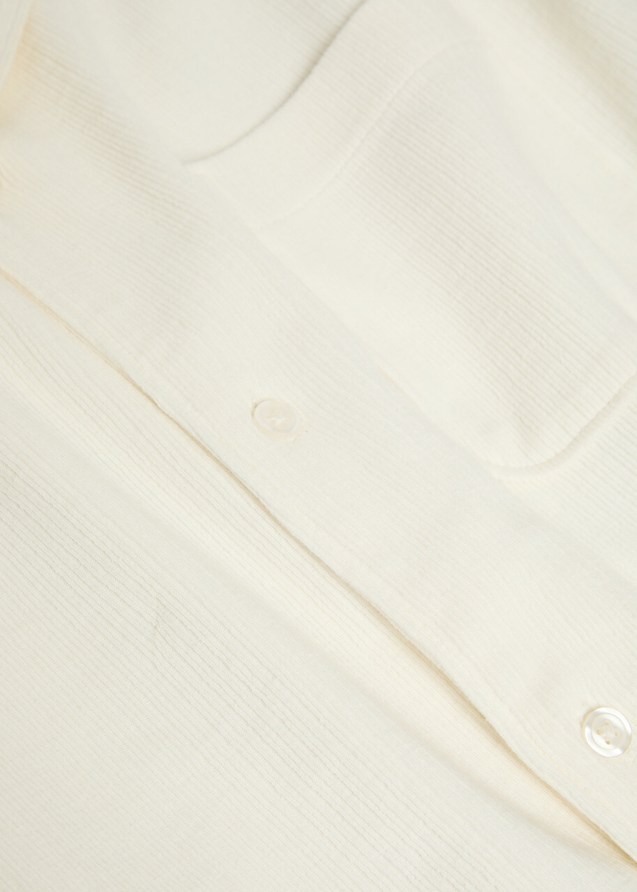 Paige Oliver Ribbed Cotton-blend Shirt Ecru
