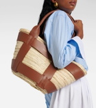 DeMellier Santorini leather-trimmed raffia tote bag