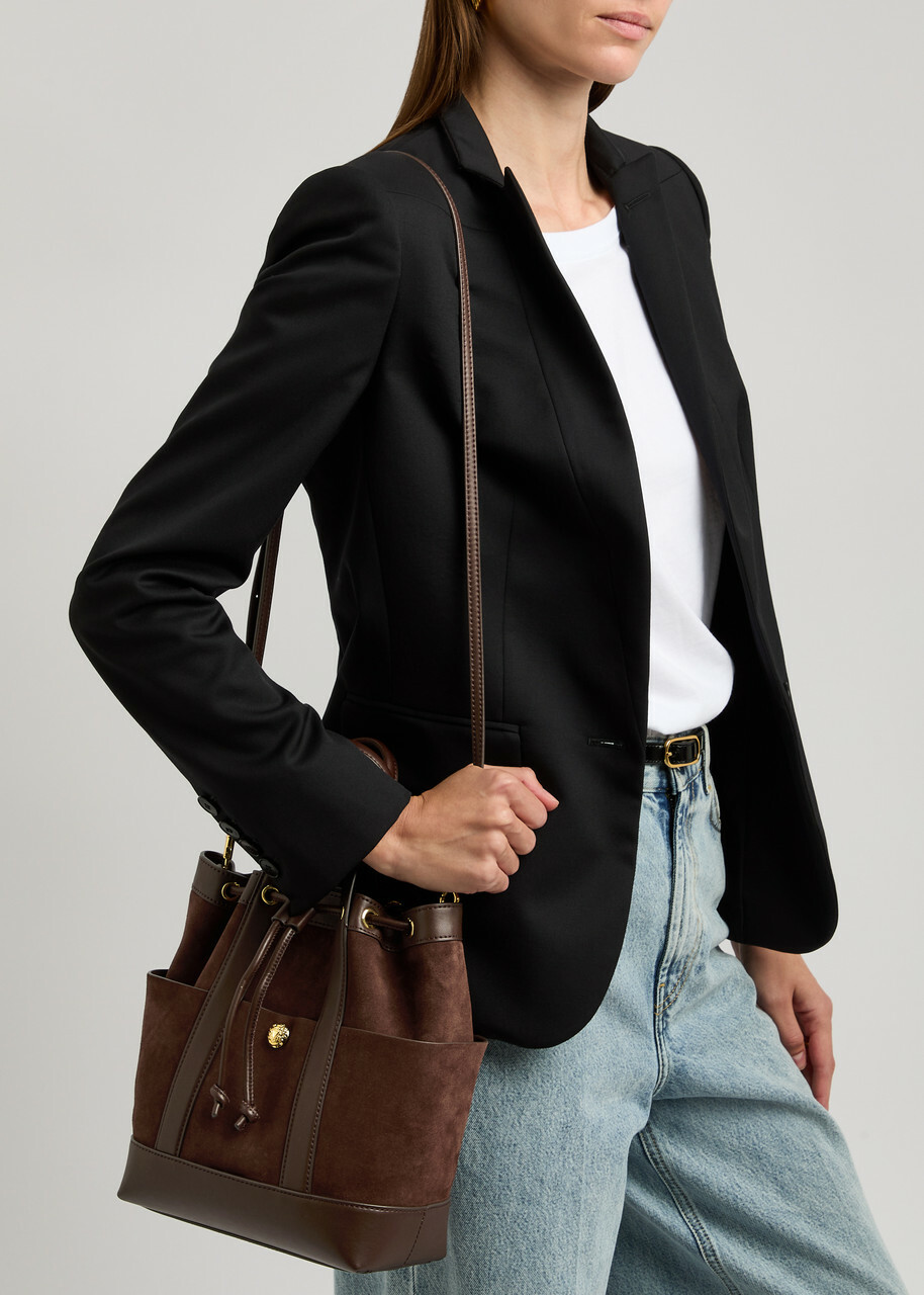 Veronica Beard Goody Panelled Suede Bucket bag - Dark Brown - One Size