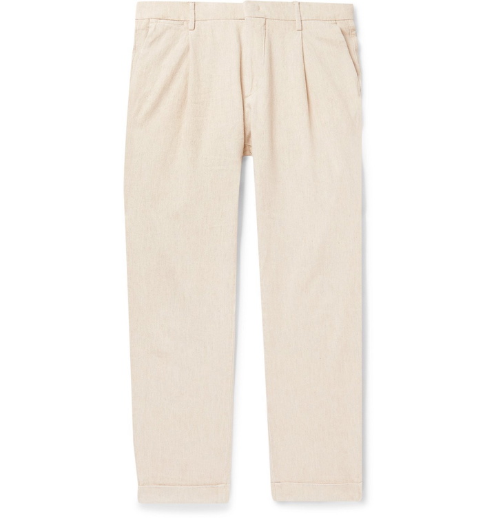 Photo: NN07 - Codo Tapered Pleated Cotton and Linen-Blend Trousers - Neutrals