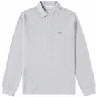 Lacoste Men's Long Sleeve Classic Pique Polo Shirt in Silver Marl