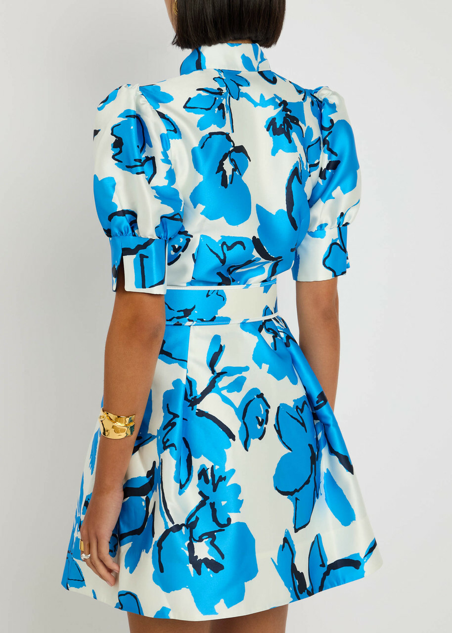 Rebecca Vallance Sapphira Printed Satin Mini Shirt Dress Print