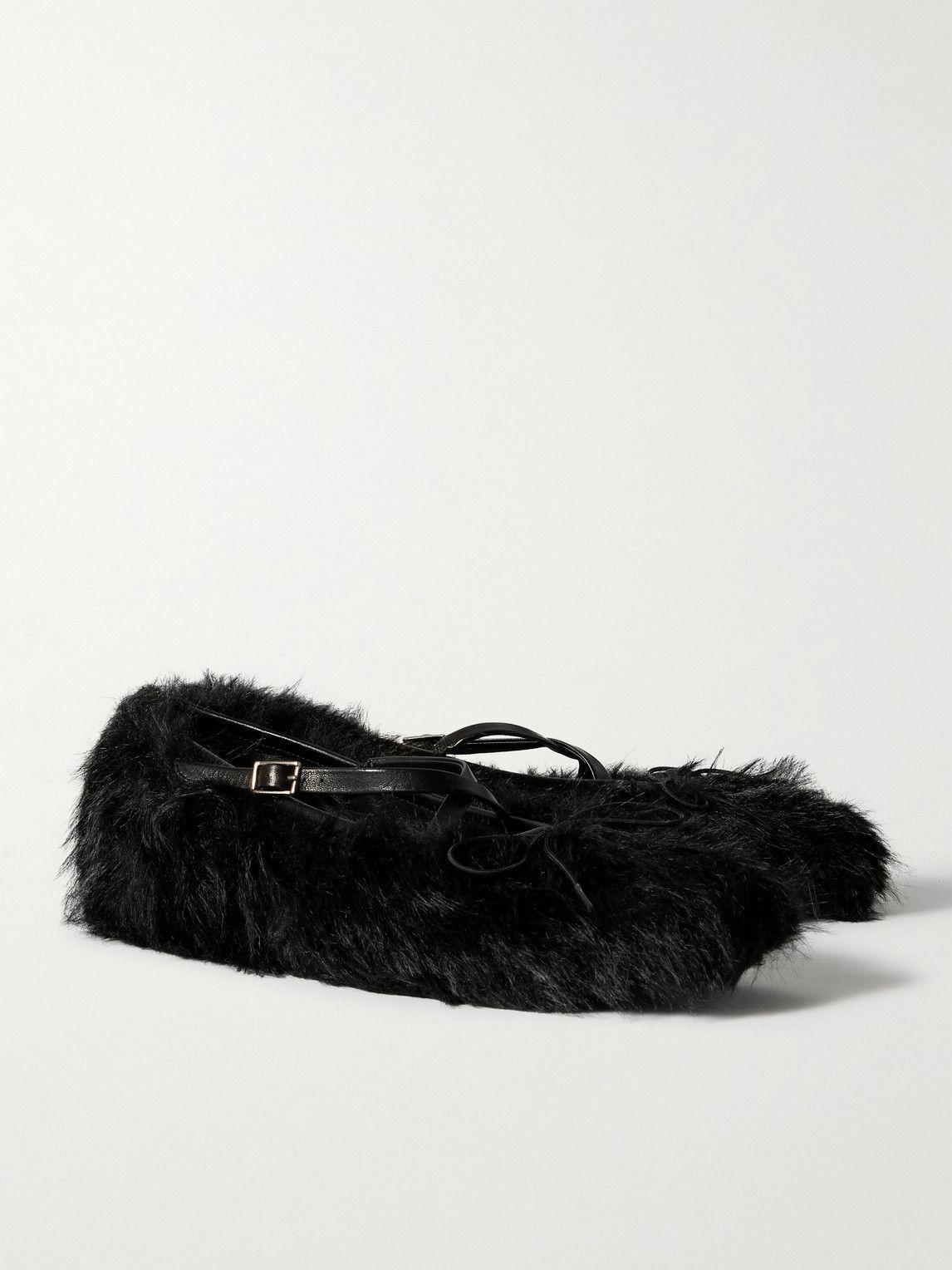 Simone Rocha - Leather-Trimmed Faux Fur Loafers - Black