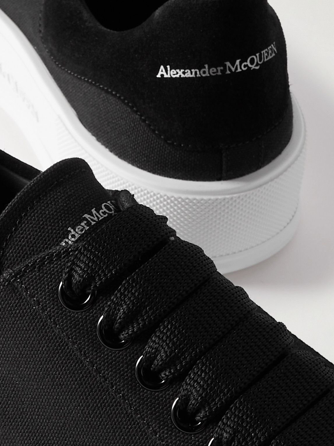 ALEXANDER MCQUEEN Suede-trimmed leather exaggerated-sole sneakers