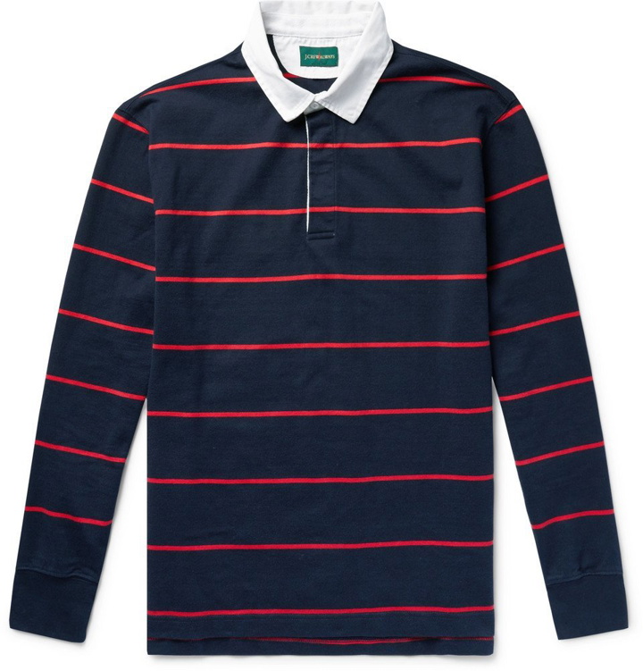 Photo: J.Crew - Twill-Trimmed Striped Cotton-Jersey Polo Shirt - Men - Navy