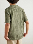 A Kind Of Guise - Gioia Camp-Collar Crocheted Cotton Shirt - Green