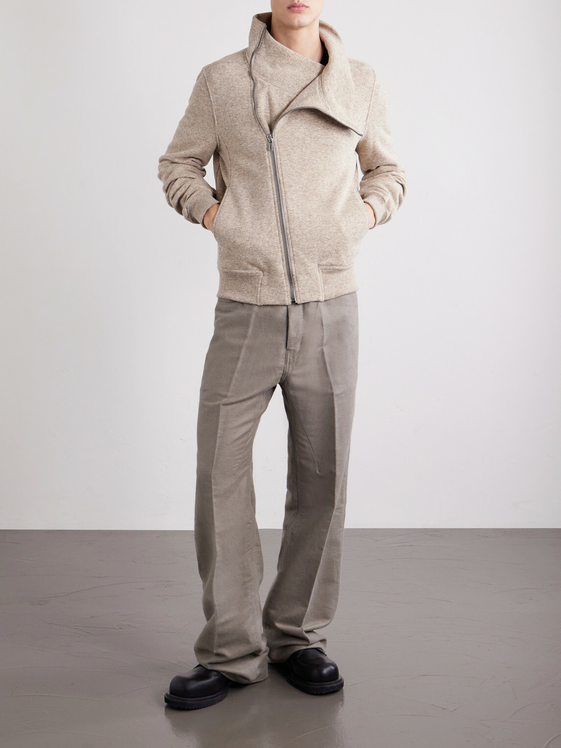 Rick Owens - Bauhaus Wool and Cotton-Blend Zip-Up Sweater - Neutrals