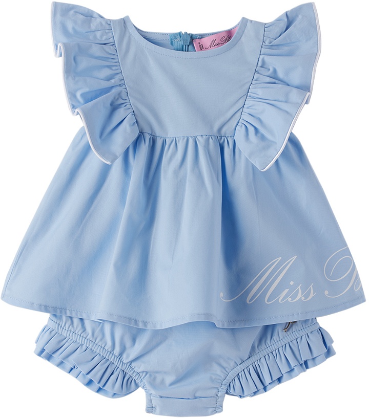Photo: Miss Blumarine Baby Blue Ruffled Dress & Bloomers Set