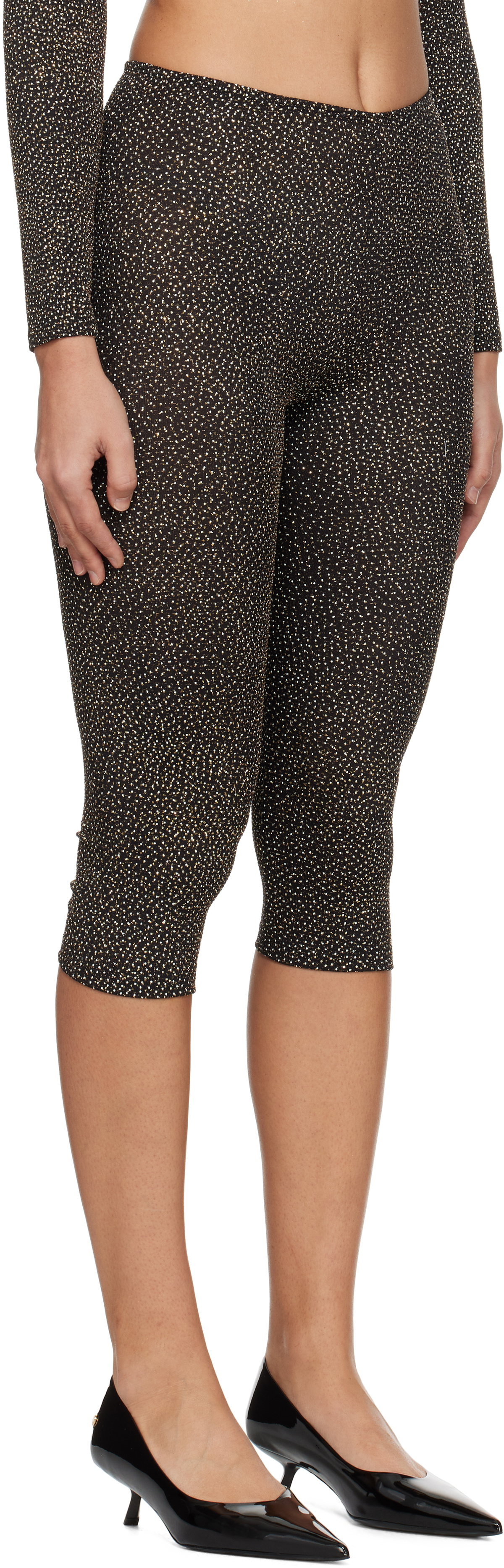 Beaufille Black & Gold Cassia Capri Leggings