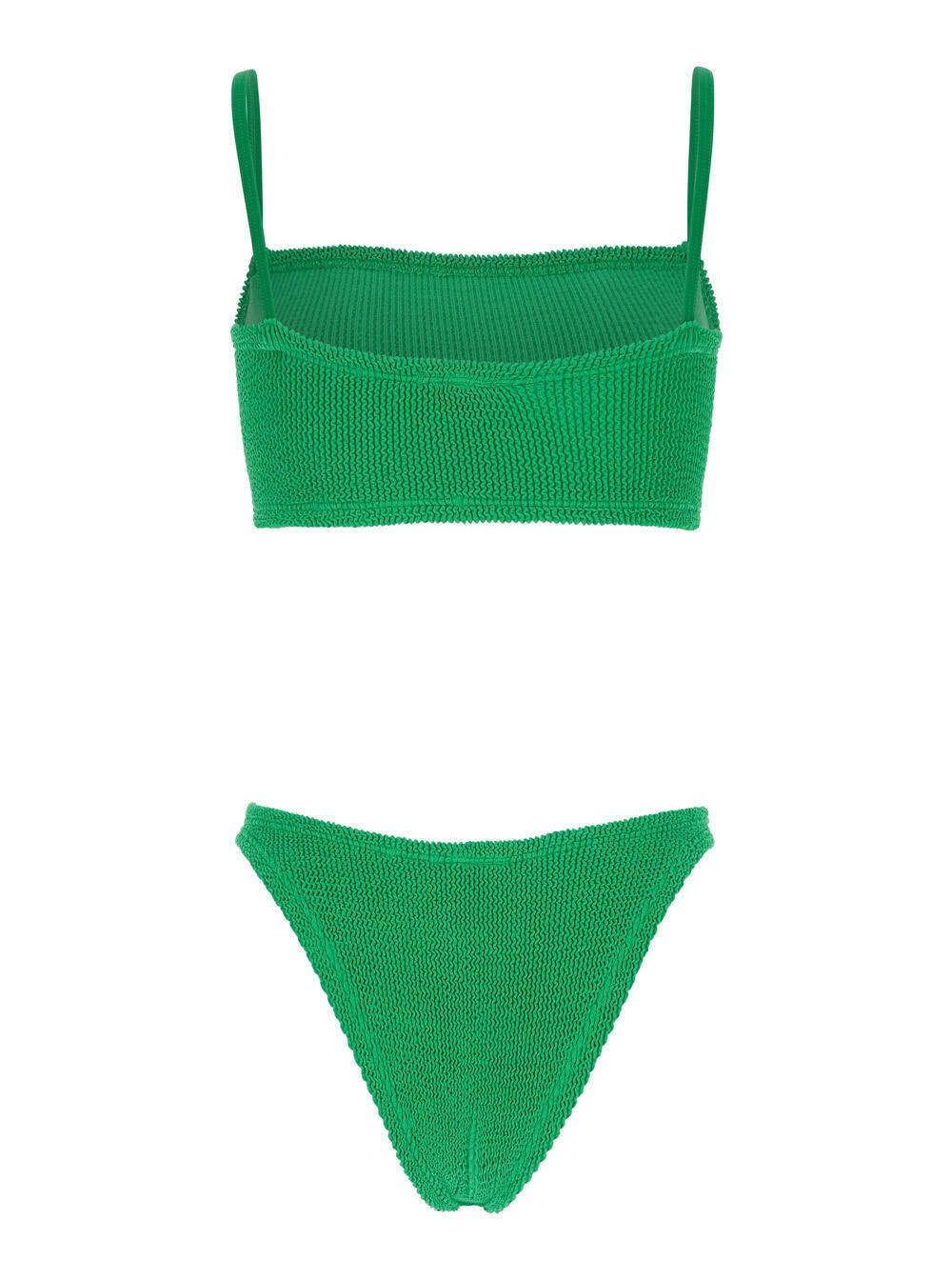 Hunza G gigi Green Bikini With Square Neckline And Thin Straps In Ribbed Fabric Woman