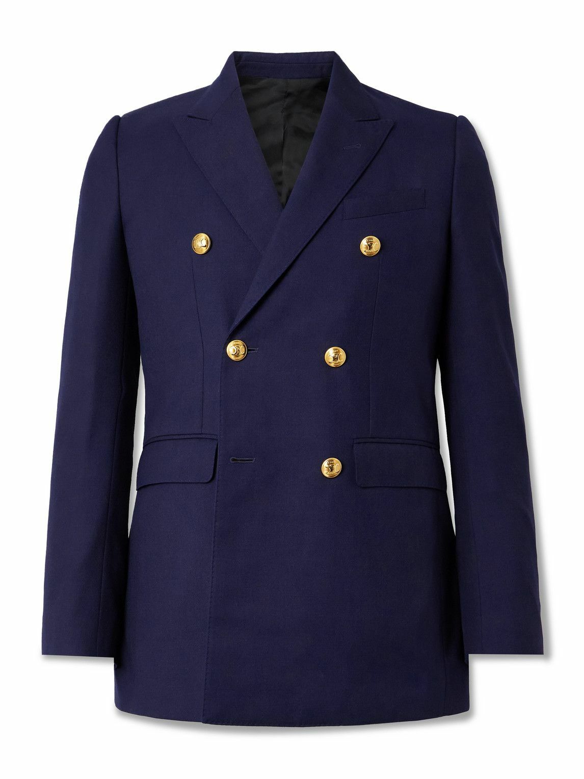 CELINE - Camden Double-Breasted Gabardine Blazer - Blue