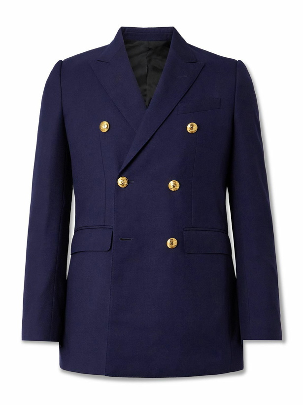 Photo: CELINE - Camden Double-Breasted Gabardine Blazer - Blue