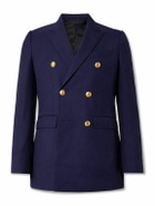 CELINE - Camden Double-Breasted Gabardine Blazer - Blue