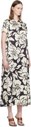 Dries Van Noten Black & Off-White Floral Midi Dress