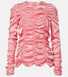 Khaite Rory ruched silk charmeuse top