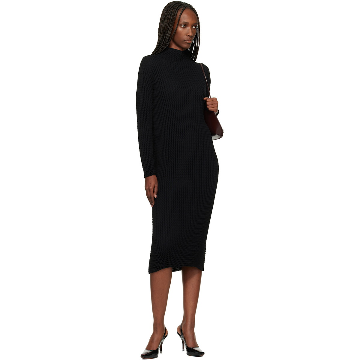 ISSEY MIYAKE Black October Spongy-BK58 Midi Dress
