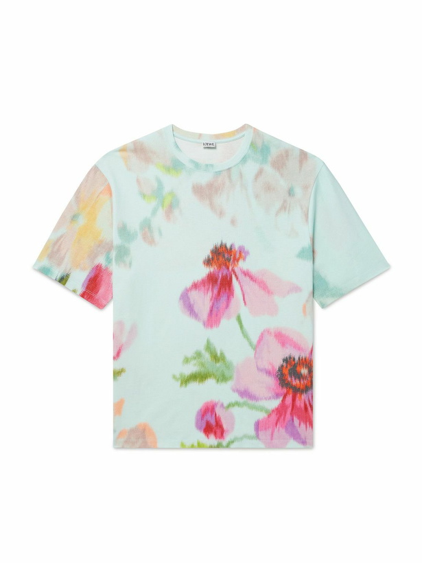 Photo: LOEWE - Printed Cotton-Jersey T-Shirt - Blue