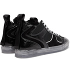 RtA - 1001 Patent-Leather, Suede and Canvas High-Top Sneakers - Black