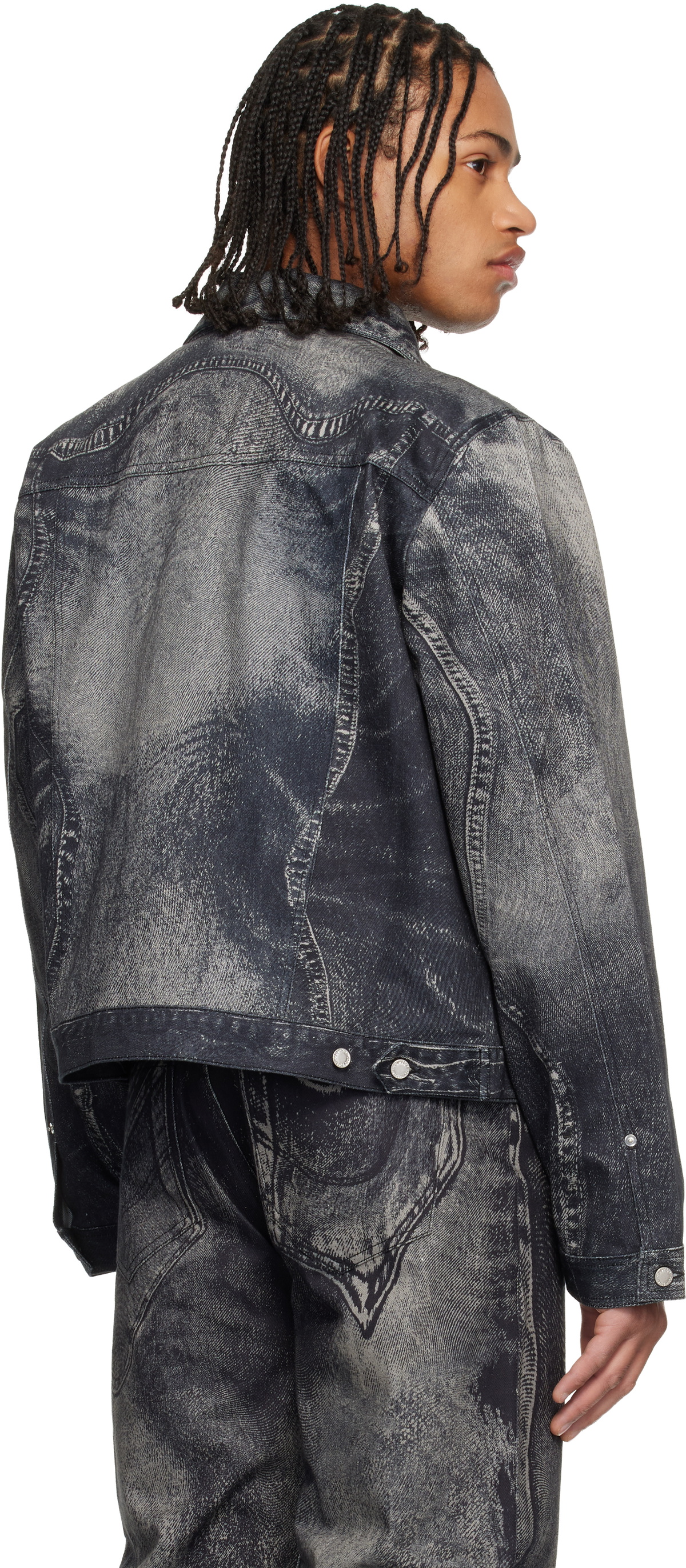 CAMPERLAB Black Distorted Print Denim Jacket