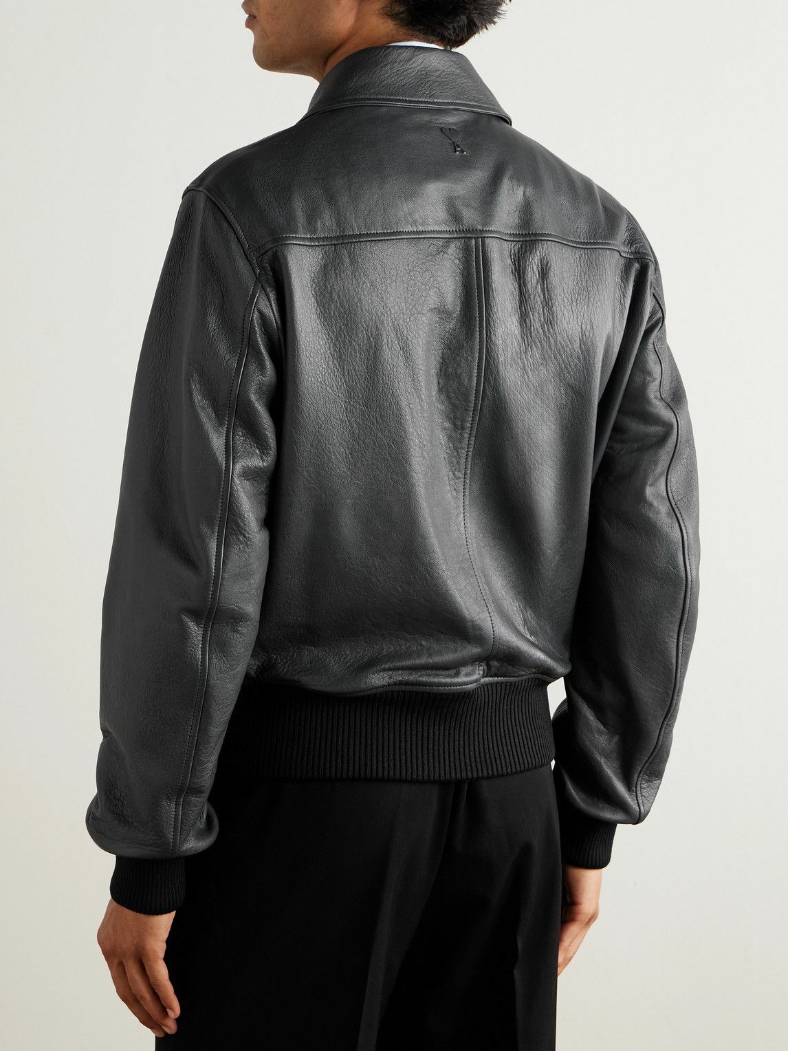 AMI PARIS - Leather Jacket - Black