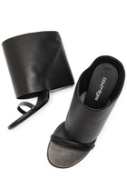 Courrèges Oblique 90 Leather Wedge Mules Black