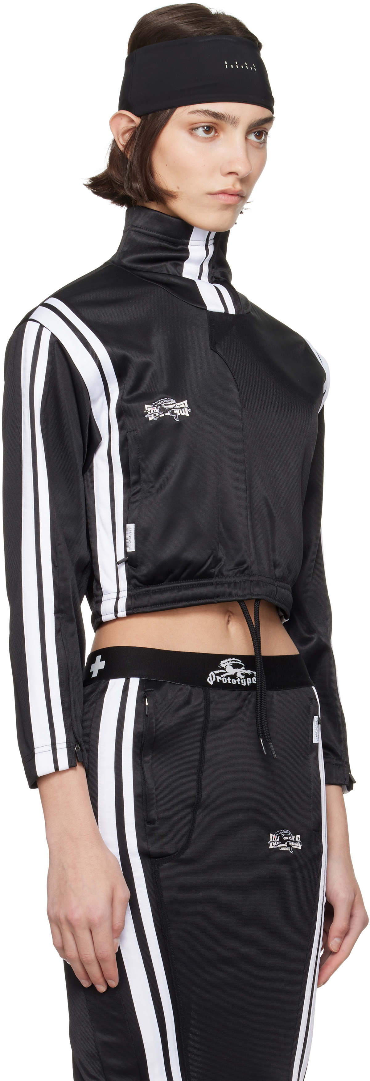 Prototypes Black Upcycled Upside Down Zip Up Sweatshirt