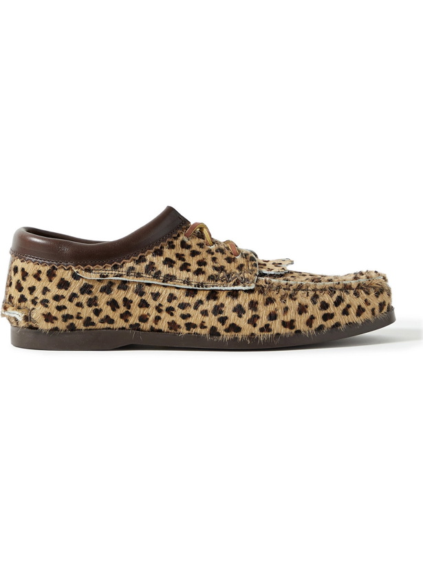 Photo: YUKETEN - Leather-Trimmed Leopard-Print Calf Hair Kiltie Derby Shoes - Animal print - US 10