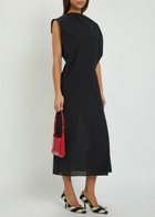 Jacquemus La Robe Drap Draped Cotton-blend Midi Dress Black