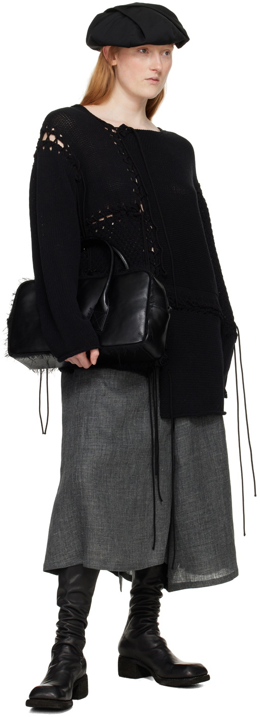 Y's Black Lace-Up Sweater