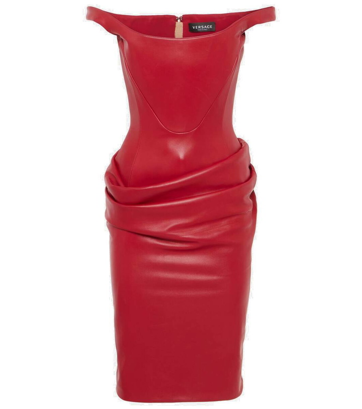 Photo: Versace Draped leather corset minidress