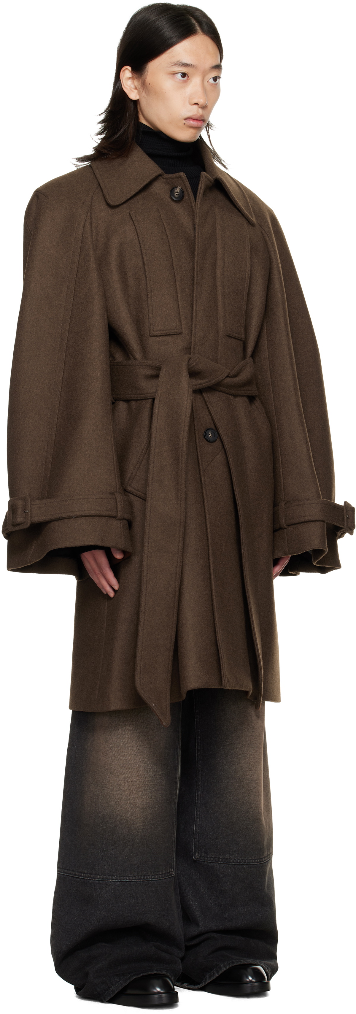 EGONlab Brown Long Raglan Coat