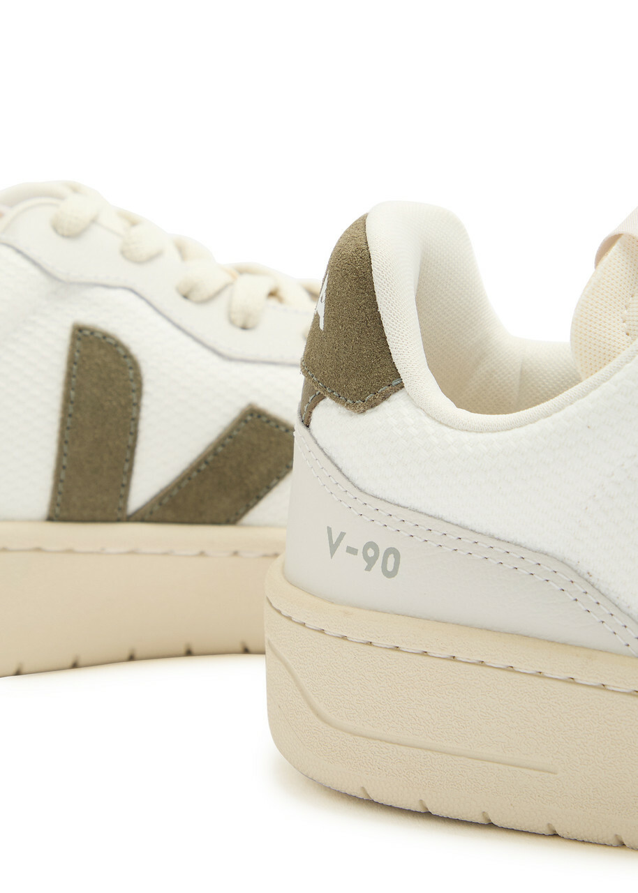 Veja V-90 Panelled Woven Sneakers Green