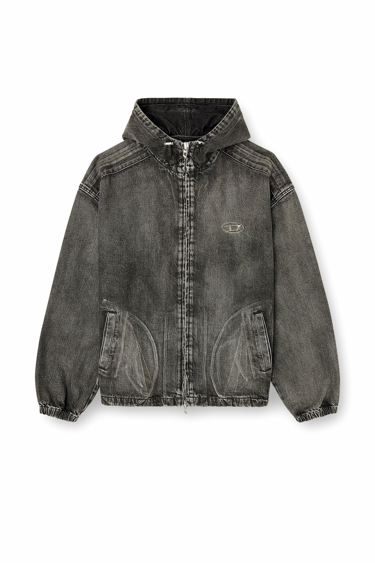 Diesel Hooded jacket in faded denim - Denim Jackets - Unisex - Black