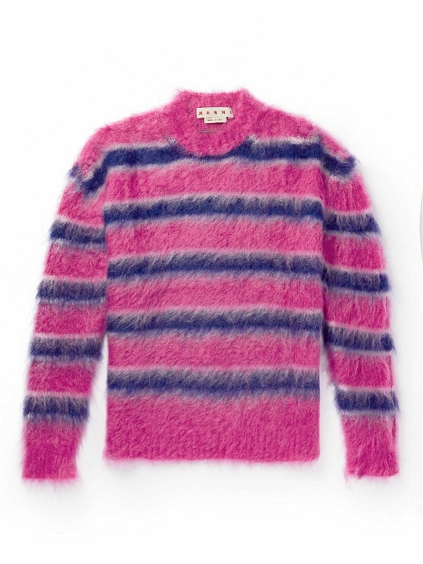 Photo: Marni - Striped Mohair-Blend Sweater - Pink
