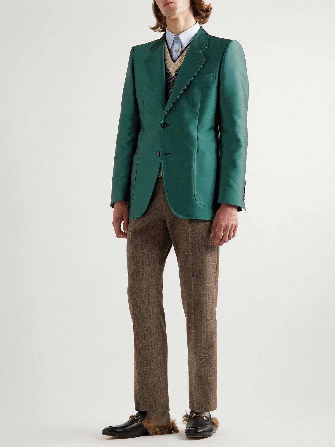 【送料&関税込】Gucci Satin Blazer Gucci Black Metallic Satin Blazer and pant suit women size