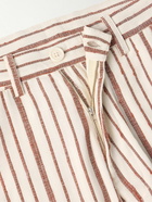 Kardo - Thomas Straight-Leg Embroidered Striped Cotton Suit Trousers - Neutrals