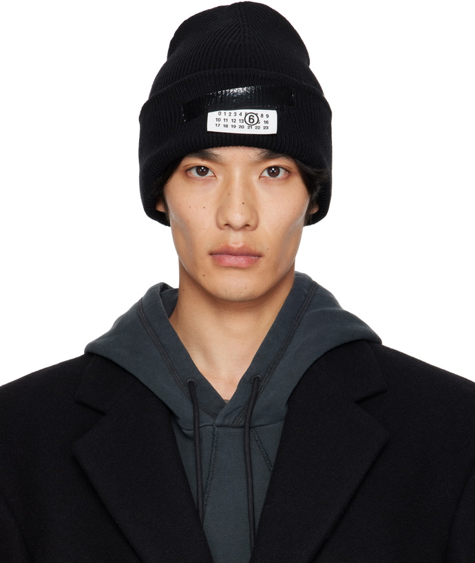 Photo: MM6 Maison Margiela Black Taped Label Wool Beanie