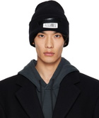 MM6 Maison Margiela Black Taped Label Wool Beanie