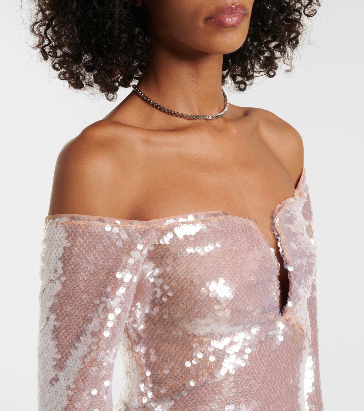 self-portrait Women's Sequined Sleeveless Top Beige
