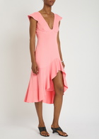 Stella Mccartney Frill Asymmetric Woven Midi Dress Light Pink