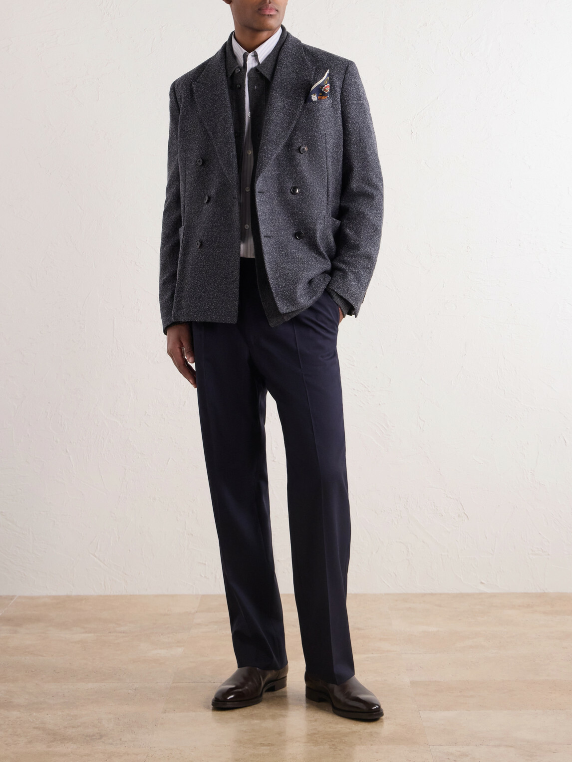 Paul Smith - Double-Breasted Wool-Blend Bouclé Blazer - Gray
