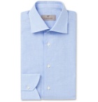 Canali - Striped Slub Cotton and Linen-Blend Shirt - Blue