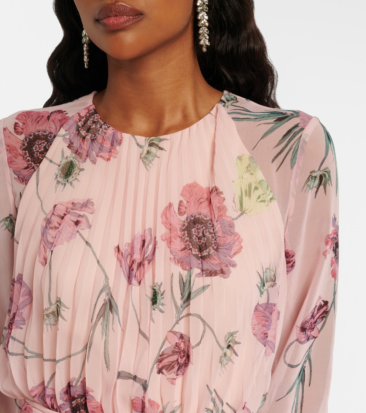 Erdem Floral pleated voile gown