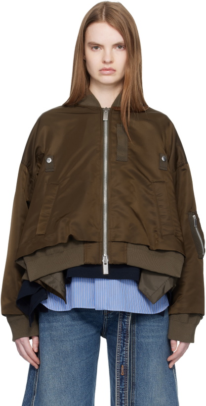 Photo: sacai Brown Nylon Twill Bomber Jacket